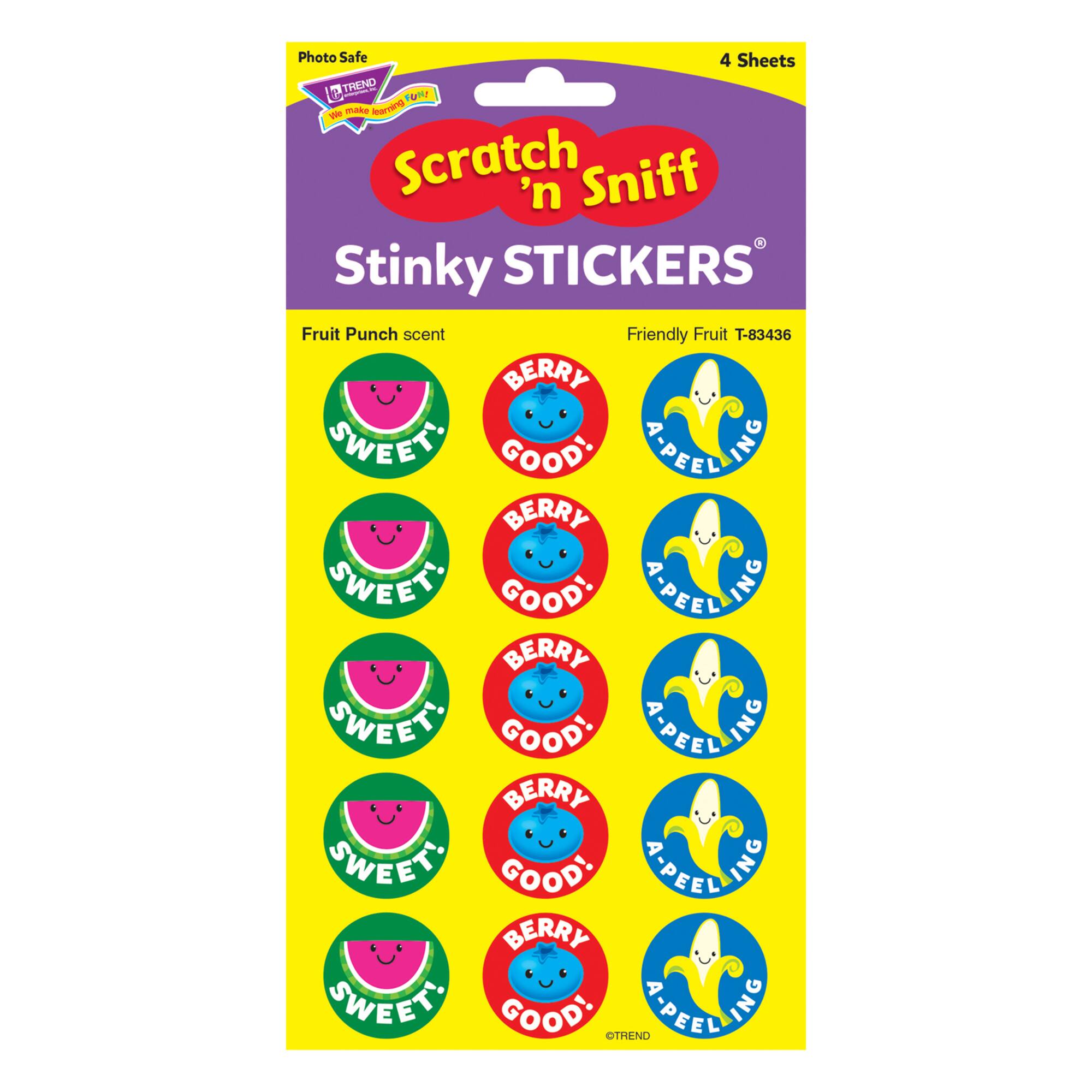 Trend Enterprises® Friendly Fruit Punch Scented Stinky Stickers®, 60ct.
